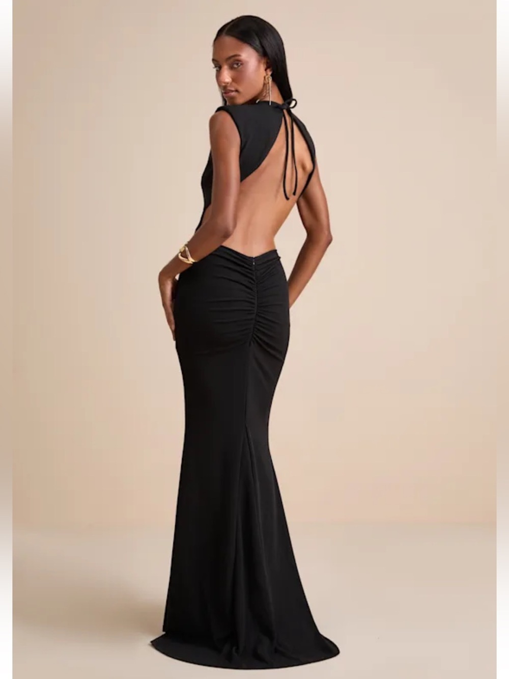 Captivating Perfection Black Backless Sleeveless Maxi Dress